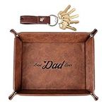 Best Dad Ever Gifts for Dad from Daughter Son Kids, Unique Birthday Gifts for Stepdads Husband Men, PU Leather Valet Tray