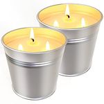 2 Packs Large Citronella Candles Outdoor Indoor, 20oz Metal Bucket 3-Wicks Soy Wax Candles for Patio Yard Home, Good for Summer Gift