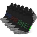 Closemate 6 Pairs Athletic Ankle Socks for Men Women Low Cut Sport Cushion Running Tab Socks (2 Red+2 Blue+2 Green, Size L)