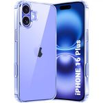 TheGiftKart Ultra-Hybrid Crystal Clear Back Case Cover for iPhone 16 Plus | Shockproof Design | Camera Protection Bump | Hard Clear Back | Bumper Case Cover for iPhone 16 Plus (Transparent)