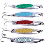 Lumista Fishing Spoons Lures for Trout Pike Walleye, Fishing Lures for Bass,Spoons Lures for Freshwater/Saltwater Fishing Lures,Fishing Spoons 5pcs with Box, 2.75inch/0.74oz/5pcs