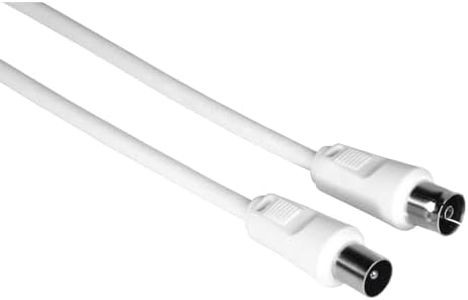 Hama - Cable de antena de televisión (cable de televisión coaxial macho - coaxial hembra, 85 db, 1,5 m, conexión de un televisor a un conector de pared o a un decodificador), color blanco