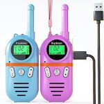 Walkie Talkies for Kids Rechargeable, 48 Hours Working Time 3 Miles Range 22 Channels 2 Way Radio, Birthday for Boys Girls, Family Games Outdoor Hiking Camping,3-12 Years Old Toys, Blue & Pink