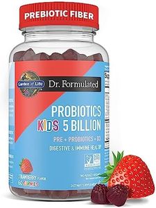 Garden of Life Dr Formulated 5 Billion CFU Prebiotic Fiber, Probiotic and Vitamin D3 Gummies for Kids Digestive & Immune Health – Gluten Free, Non GMO, No Added Sugars, Strawberry Flavor, 60 Gummies