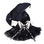 niannyyhouse 7.8in/20cm Plush Doll Clothes Hat + Dress 2-Piece Set Black Magic Hat Mesh Lace Dress