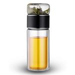 KitchAntique 420ML Double-Layered Insulated Glass Tea Infuser Bottle | Tea & Water Separation Design for Loose Tea, Detox, & Fruit Water | Portable Glass Cup for Travel, Camping & Gifting