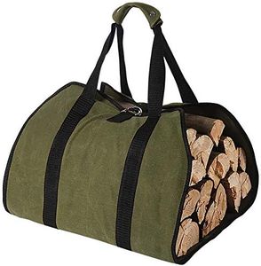 Tenn Well Wood Carrier for Firewood, 38in x 18in 16oz Waxed Canvas Firewood Carrier Log Tote Bag with Handles Securing Straps for Camping Trip Christmas Gifts (Army Green)