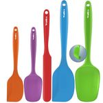 Walfos Silicone Spatula -600°F Heat Resistant Kitchen Scraper Spatulas, Strong Steel Core and One-Pieces Design, for Cooking Mixing Baking - BPA Free and Dishwasher Safe, Multicolor Set of 5