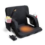 Heated Stadium Seat for Bleachers ? USB Battery Included - Upgraded 3 Levels of Heat - Foldable Chair -Cushioned Back & Arm Support, 4 Pockets for Snacks, Cup Holder - for Camping, Games & Sports