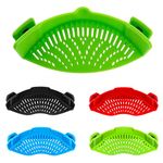 Snap Strainer, Clip on Strainer for Pots Pans, Hands-free Clip-on Heat Resistant Silicone Colander Pour Spout for Pasta Vegetable Noodles, Colander and Sieve Snaps On Pots Bowls Pans