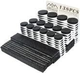 elleayya Felt Furniture Pads for Hardwood Floors,138PCS Felt Pads for Furniture Include 3/4",7/8",1" Round for Chair Felt Pads and 1/2", 1",1 1/4" Felt Strip for DIY!Black
