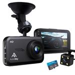 AutoSky Dash Cam Front and Rear - Dash Camera for Cars Mini Dash Cam Full HD with 32GB Memory Card, 3 inch IPS Screen, Accident Lock, Loop Recording, Parking Monitor, Motion Detection