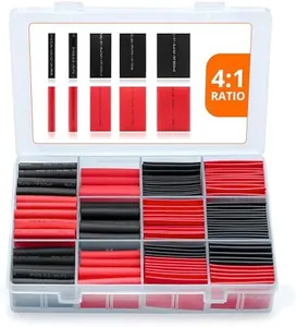 Wirefy 190 PCS Heat Shrink Tubing Kit - 4:1 Dual Wall Tube - Adhesive Lined - Marine Shrink Tubing - Black, Red
