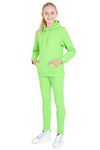 CityComfort Girls Tracksuit Set Neon Hoodie and Jogging Bottoms 2 Piece Loungewear Activewear Kids and Teenagers Tracksuit 5-15 Years (Green, 9-10 Years)