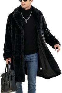 Yimoon Men's Faux Fur Coat Winter Long Faux Mink Thick Trench Coat Business Lapel Overcoat Fluffy Jacket for Men(Black-XL)