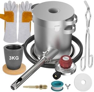 Nelyrho 3kg Stainless Steel Propane Melting Furnace Kit with Crucible and Tong Complete Home Foundry Set for Scrap Metal Recycling Gold, Silver, Copper, and Aluminum Smelting and Refining