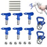 6Pcs Reversible Airless Paint Sprayer Nozzle Tips, (211, 315, 417, 517, 515, 523), Airless Paint Sprayer Nozzle Tips Guard Spraying Machine Parts for Homes Buildings Garden Decks, Blue (B)