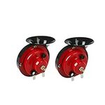 Gmuret 300db 12V Car Horn Loud 1 Pair, Air Horn Electric Bull Horn Loudspeaker Red Horn Unique Cow Called Sound Metal Horn Super Loud Horn