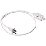 Amazon Basics Indoor 2 Prong Extension Power Cord Strip - Standard Plug, 3 Foot, Pack of 2, White