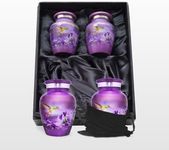 Trupoint Memorials - Urns for Human Ashes Adult Female, Burial Urns, Decorative Urns, Funeral Urns, Cremation Urns for Women and Men - Purple, Hummingbird, 4 Small Keepsakes