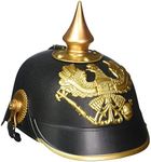 Forum Novelties - German Officer Pickelhaub Helmet - Plastic Imperial Prussian Helmet - Black & Gold Colored