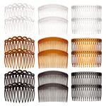 18 Pieces French Side Combs, BOJVESH Plastic Side Hair Twist Decorative Comb with Teeth, Hair Combs Slides Hair Clips Accessories for Women Bridal Wedding Veil Girls Thick and Fine Hair