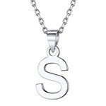 Initial Letter S Necklace for Women Alphabet Name Jewelry Monogram Pendant with 18 Inch Rolo Chain