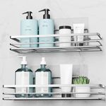 saffruff Shower Caddy 2Pack No-Drilling Organiser Bathroom Caddy Shower Storage Bathroom Shelf Rack Bathroom Accessory Shower Holder with Adhesive Silver 11.8 x 4.3‘’