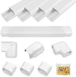 MOOITEK 4inch 16.5FT Line Set Cover for Heat Pump System and Central AC, Decorative Line Set Cover Kit for Ductless Mini Split Air Conditioners (White)