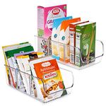 Kiislee Food Packet Organizer Bins, 2 Pack Kitchen Storage Organizer Bins with 3 Divided Sections for Storing Seasoning Packets, Spice Pouches, Sauce Packets, Snacks in Pantry Cabinet Organization