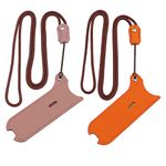 ZUYOOK PU Leather Case Lanyard Necklace case for J-U-L/R-E-X/MO-T/YO-Z Or Similar Sized Lanyard Leather Pen Cover Protective Strap and case [2PACK][Pink+Orange]