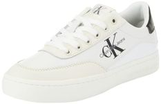 Calvin Klein Jeans Women's Classic Cupsole Low LACE LTH ML YW0YW01296 Sneaker, White (Bright White/Black), 6.5 UK