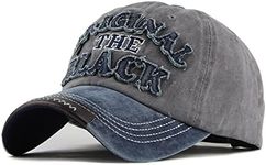 YULOONG Vintage Baseball Cap Embroidery Black Washed Denim Trucker Cap 100% Cotton Sun Hat for Men Women Adjustable Size Grey