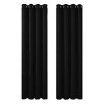 Deconovo Window Treatment Thermal Insulated Blackout Curtains Eyelet Curtains for Living Room 52"x 84" Black 1 PAIR