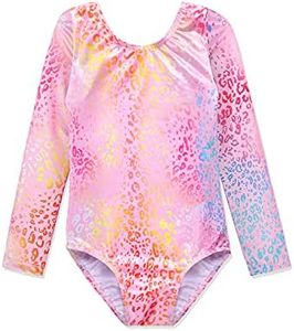 HOZIY Gymnastics Leotards for Girls Long Sleeve 4t 5t Apparel Outfits Unitard Pink Leopard Multicolored Rainbow Colorful Bodysuits
