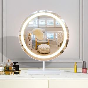 TYhogar Hollywood Espejo de Mesa con iluminación, 3 Modos de Color, Control táctil, Espejo de Mesa, Espejo Redondo LED de 40 cm, Espejo cosmético de Maquillaje Moderno