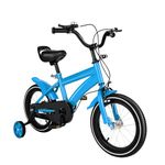 WooDerson 14 Inch Children's Bike Kids Bikes With Stabilisers And Bell, Height Adjustable, For 100-115Cm Boys/Girls, Max Load Capacity 50 Kg(Yellow/Blue/Red/White) (Blue)