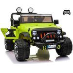 Kids Republic 2-Seater 24V Electric Ride-On Jeep with Full LED Lights, Parental Remote Control, MP3 Player, and 3 Speeds for Kids (24V Lime Green)