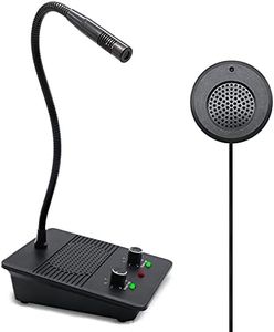 Window Speaker Intercom System Dual-Way Window Counter interphone Anti-Interference Intercommunication Microphone Glass Window Microphone for Business/Bank/Office/Hospital