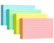 Colored Index Cards 3x5, 200 Pack, Ruled Index Cards, Assorted Neon Colored, Heavy Note Cards for Office, Home and School，Four Colors, Each Color Individually Wrapped, 50 Count Per Package