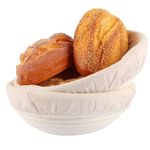 MIVIDE 2Pack Bread Proofing Basket, Natural Rattan Proofing Bowl, Sourdough Proving Basket with Cloth Liner, Round Bread Basket for Bread Making(9in, 10in)