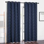 NICETOWN Blackout Curtain Panels 84 inches Long, Window Treatment Foil Printed Diamond Pattern Thermal Insulated Grommet Blackout Drapes for Living Room/Office/Guest Room(Navy, 1 Pair, 52 inches Wide)