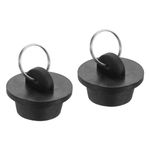 uxcell 2pcs Rubber Drain Stopper with Hanging Ring, Bathtub Drain Plug Fits 1 Inch to 1-1/8 Inch, Rubber Sink Stopper Drain Plug for Bathtub, Kitchen and Bathroom, Black