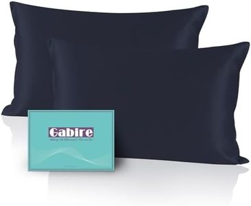 Gabire Mulberry Silk Pillowcases Set of 2, Both Sides Real Silk Pillowcase for Hair and Skin Prevent Acne Pillowcase Organic Silk Pillowcase 2 Pack with Hidden Zipper, Navy Blue, Standard (20"×26")