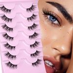 Half Lashes Cat Eye False Eyelashes Natural Look 3D Fluffy Mink Lashes Faux Natural Lashes Pack Wispy Fake Short Lashes 7 Pairs by ALICE