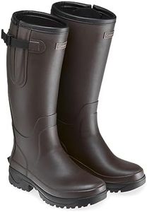 Caldene Westfield II Wellingtons - Durable Natural Rubber, Neoprene Lined Outdoor Boots with Adjustable Gusset - Ideal for All-Weather Use, Unisex - Brown - 6