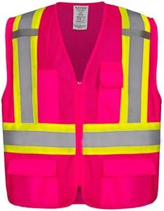 KAYGO High Visibility Safety Vests KG0100, Reflective Vest with Pockets and Zipper, ANSI Type R Class 2 Not FR (Pink,M)