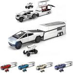 Cyber Toy Alloy Die-cast Truck Model with RV Motorcycle ATV and RV Race Car Pickup Display Model 1/32 Vehicle with Sound and Light Effect Gift for Kids Age for 6 Year Old and Up