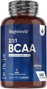 BCAA 2000 mg Protéines Musculation Pre Workout & Post Workout 2:1:1-180 Comprimés Vegan - Acides Aminés, L-Leucine, L-Isoleucine, L-Valine + Vitamine B6 & B12 - Énergie, Metabolisme - Pour Sportifs