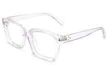 FEISEDY Glasses Frame Womens, Square Thick Eyeglasses Frame, Classic Eyewear for Men B2461 (Transparent, 50)